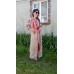 Boho Style Ukrainian Embroidered Maxi Broad Dress Mocco with Red Embroidery